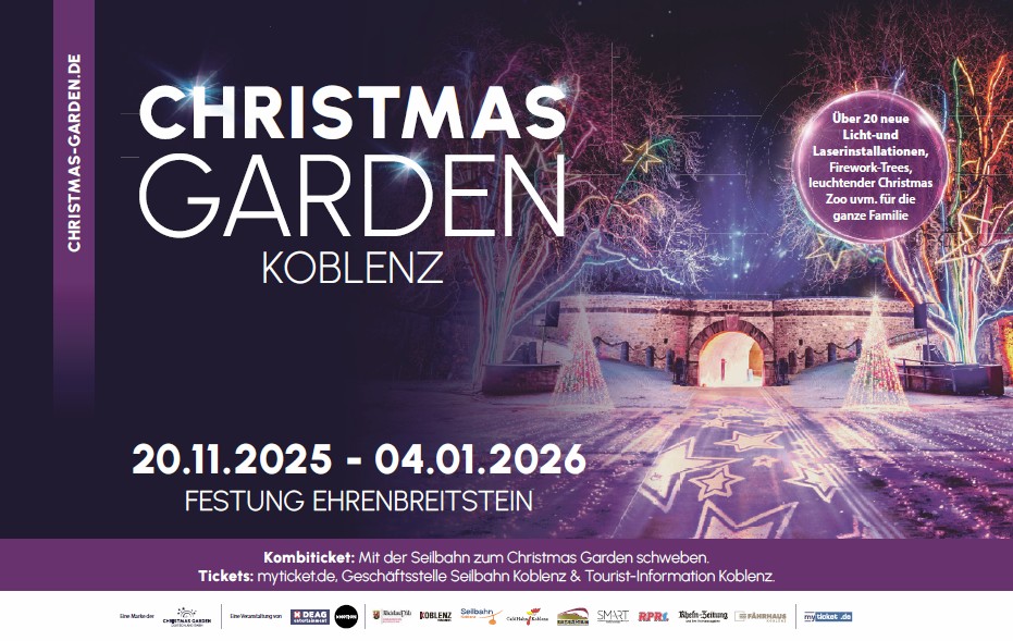 Christmas Garden Koblenz, 20.11.2025-4.1.2026, Festung Ehrenbreitstein, Koblenz Christmas Garden Koblenz, 20.11.2025-4.1.2026, Festung Ehrenbreitstein, Koblenz